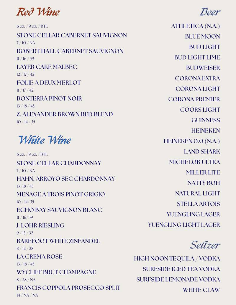 Beverage Menu